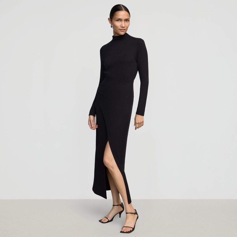 Modern Citizen Suki Mock-Neck Side-Slit Dress Size MBlack / M